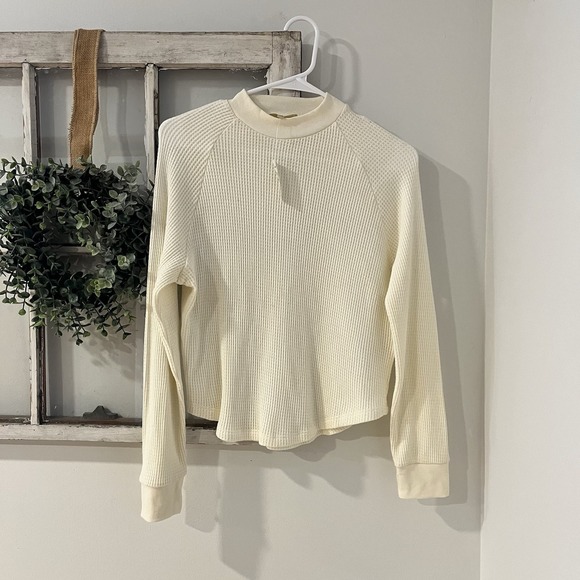 Madewell Waffle-Knit Long-Sleeve‎ Crewneck Size XS Off White Cream - Picture 4 of 7